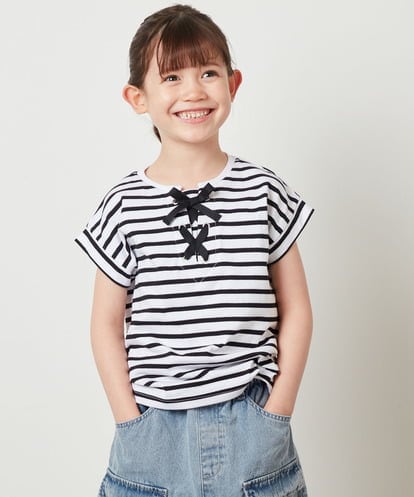 KJKGV10019 a.v.v KIDS [100-130]フロントレースUPTシャツ