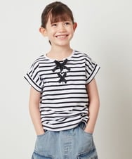 KJKGV10019 a.v.v KIDS(アー・ヴェ・ヴェ) [100-130]フロントレースUPTシャツ アイボリー