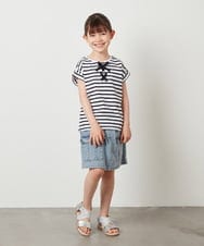 KJKGV10019 a.v.v KIDS(アー・ヴェ・ヴェ) [100-130]フロントレースUPTシャツ アイボリー