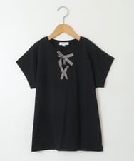 KJKGV10019 a.v.v KIDS(アー・ヴェ・ヴェ) [100-130]フロントレースUPTシャツ ブラック