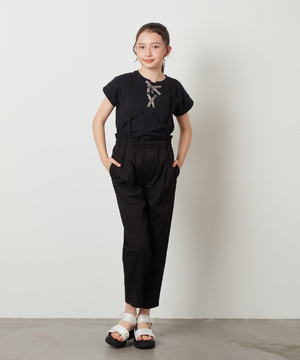 KJKGV10019 a.v.v KIDS(アー・ヴェ・ヴェ) [100-130]フロントレースUPTシャツ ブラック