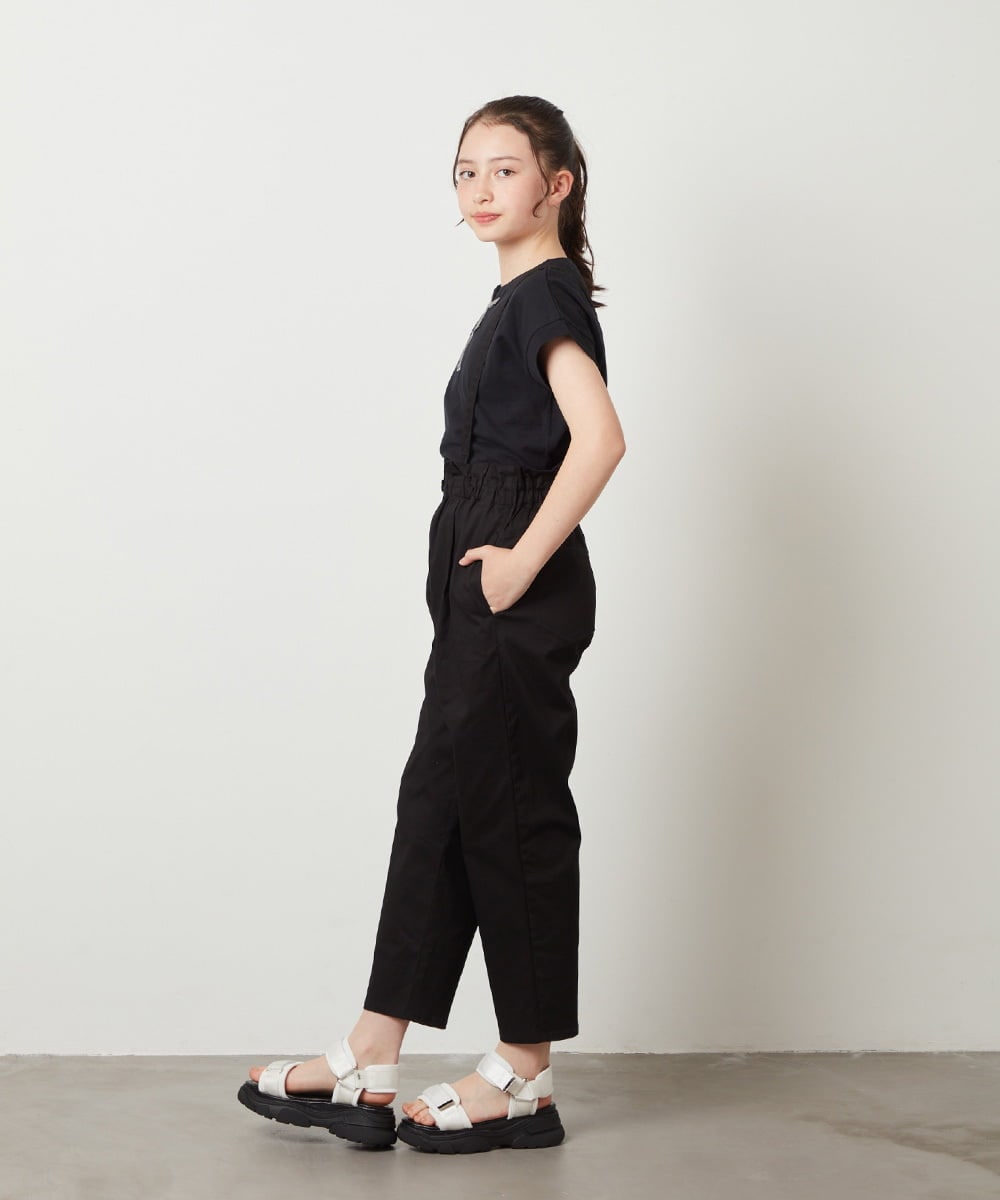KJKGV10019 a.v.v KIDS(アー・ヴェ・ヴェ) [100-130]フロントレースUPTシャツ ブラック