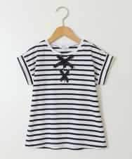 KJKGV10019 a.v.v KIDS(アー・ヴェ・ヴェ) [100-130]フロントレースUPTシャツ アイボリー
