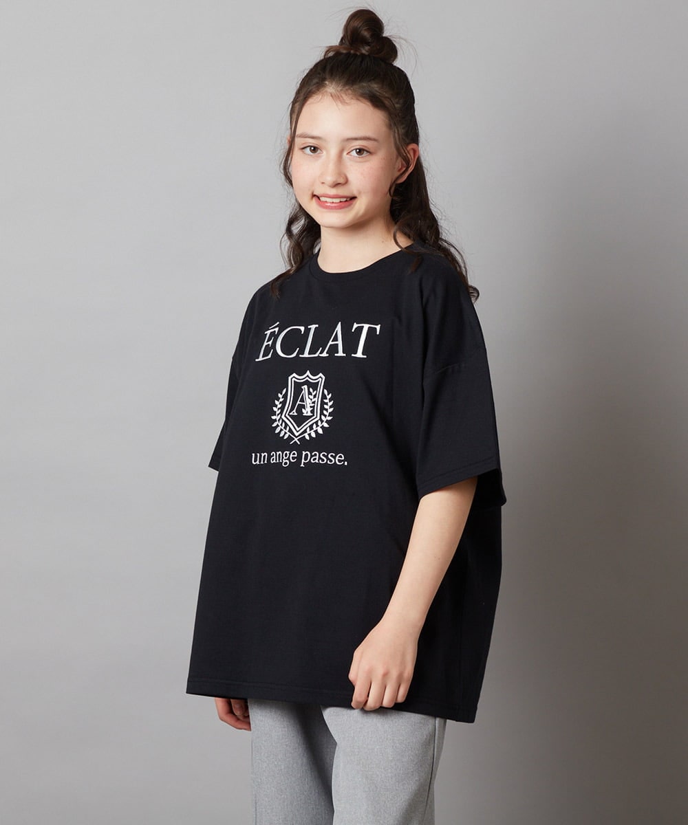 KJKGV11019 a.v.v KIDS(アー・ヴェ・ヴェ) [120-130]エンブレム刺繍オーバーシルエットＴシャツ ブルー