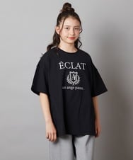 KJKGV11019 a.v.v KIDS(アー・ヴェ・ヴェ) [120-130]エンブレム刺繍オーバーシルエットＴシャツ ブルー