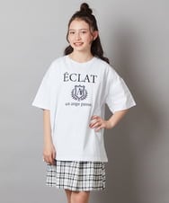 KJKGV11019 a.v.v KIDS(アー・ヴェ・ヴェ) [120-130]エンブレム刺繍オーバーシルエットＴシャツ ホワイト