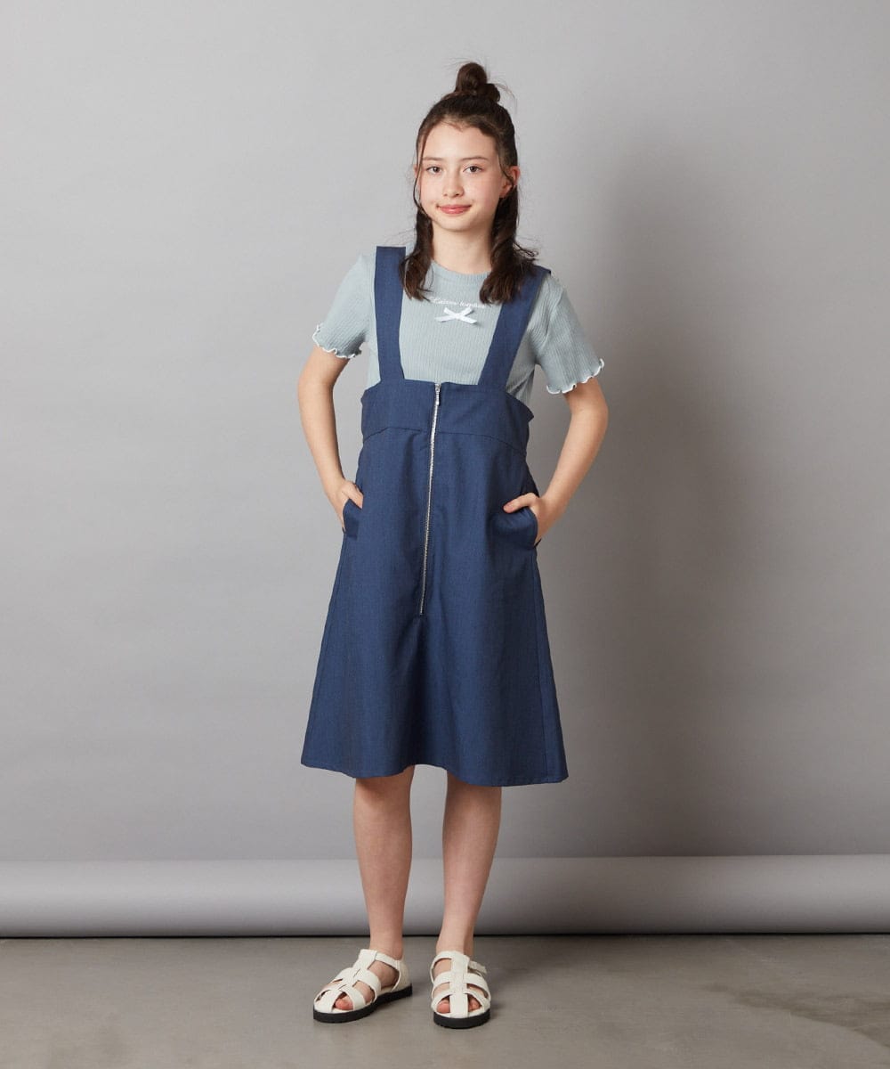 KJKGV12029 a.v.v KIDS(アー・ヴェ・ヴェ) [100-130]ロゴ刺繍入りプチリボンカットソー ホワイト