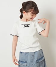 KJKGV12029 a.v.v KIDS(アー・ヴェ・ヴェ) [100-130]ロゴ刺繍入りプチリボンカットソー ホワイト