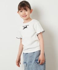 KJKGV12029 a.v.v KIDS(アー・ヴェ・ヴェ) [100-130]ロゴ刺繍入りプチリボンカットソー ホワイト