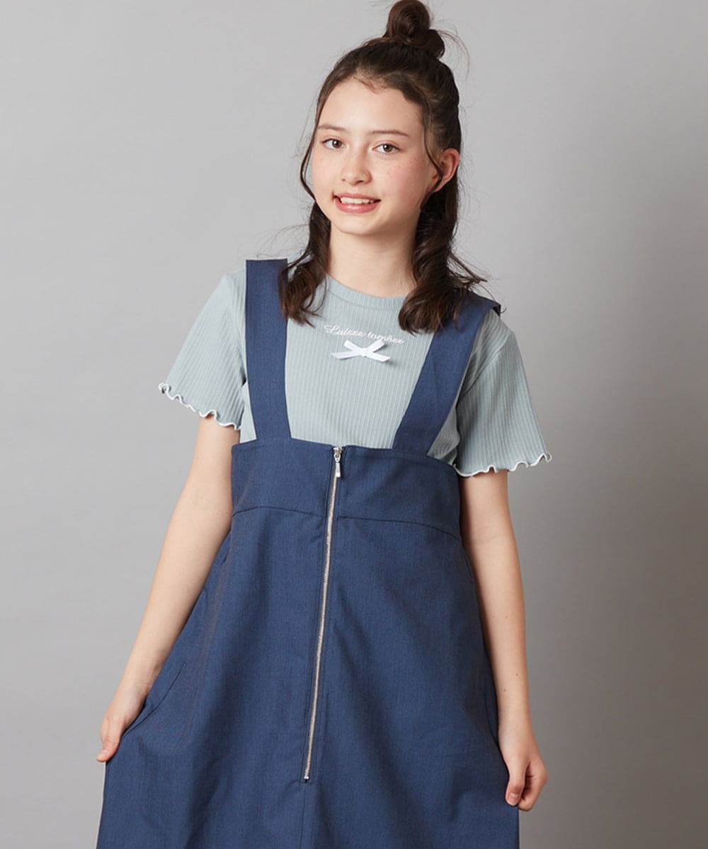KJKGV12029 a.v.v KIDS(アー・ヴェ・ヴェ) [100-130]ロゴ刺繍入りプチリボンカットソー ホワイト