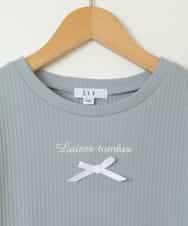 KJKGV12029 a.v.v KIDS(アー・ヴェ・ヴェ) [100-130]ロゴ刺繍入りプチリボンカットソー ライトブルー
