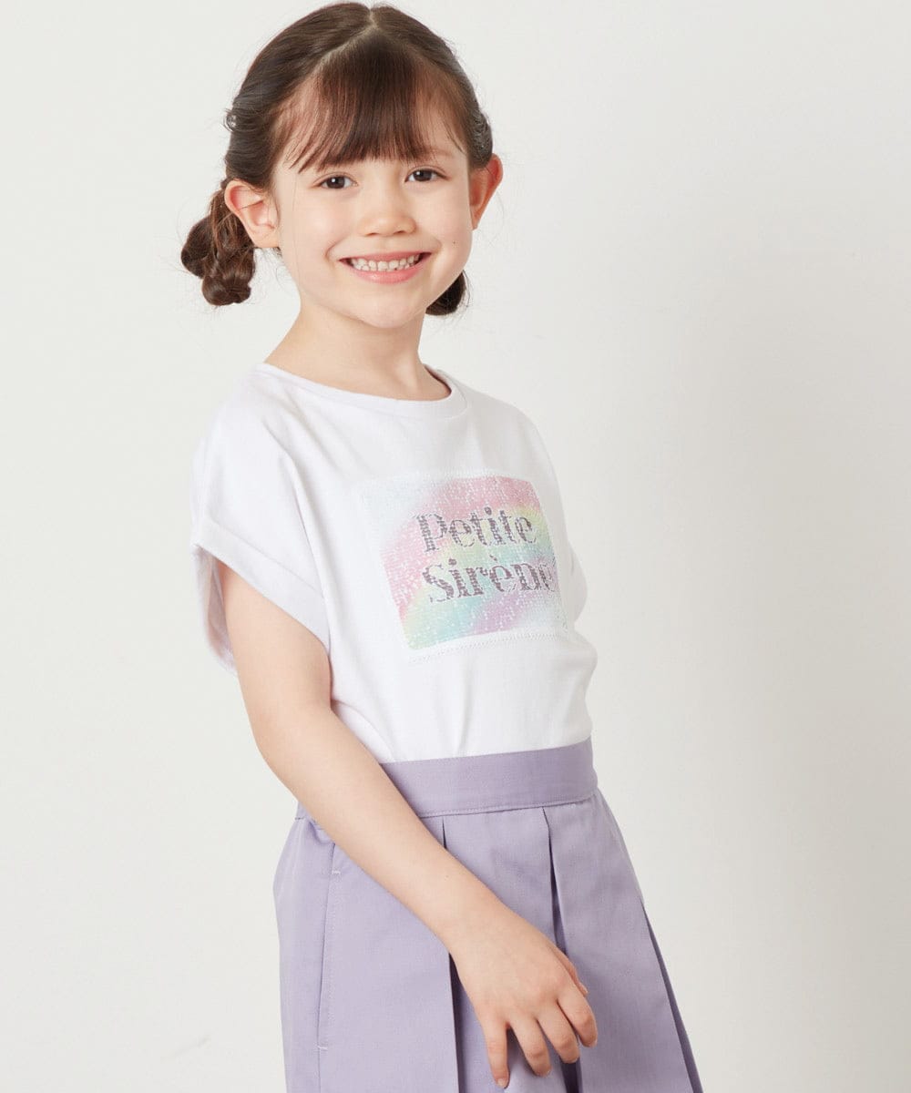 KJKGV40019 a.v.v KIDS(アー・ヴェ・ヴェ) [100-130]スパンコールTシャツ ホワイト