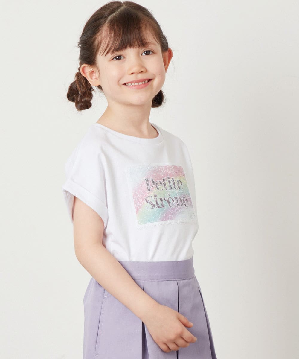 KJKGV40019 a.v.v KIDS(アー・ヴェ・ヴェ) [100-130]スパンコールTシャツ ホワイト