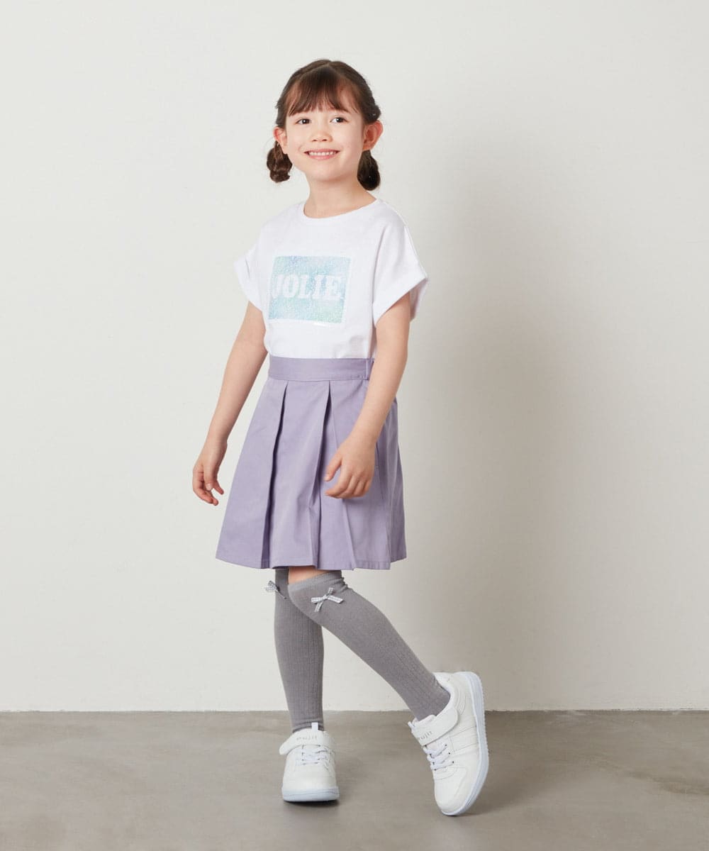KJKGV40019 a.v.v KIDS(アー・ヴェ・ヴェ) [100-130]スパンコールTシャツ ホワイト