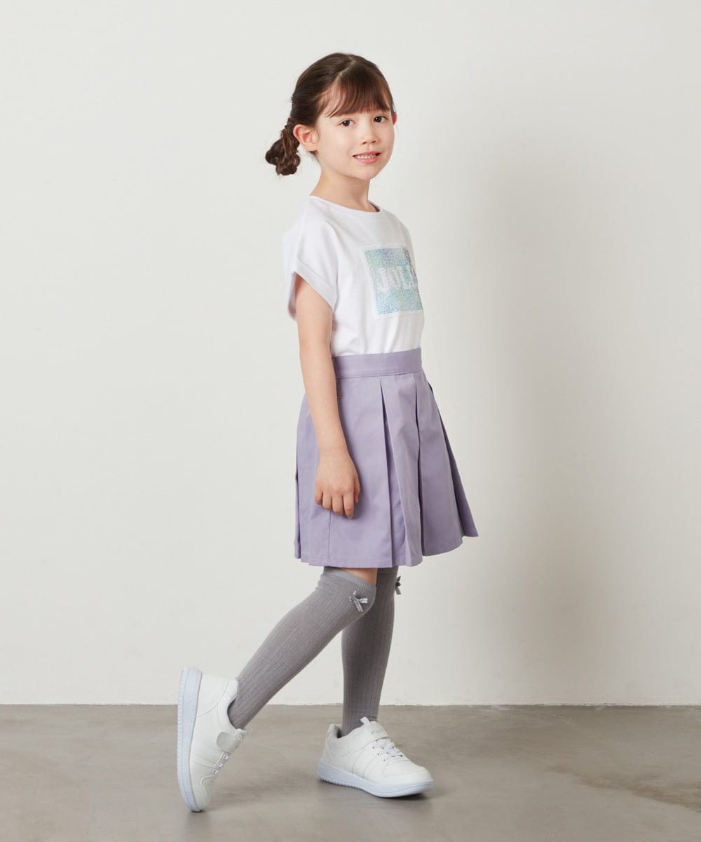 KJKGV40019 a.v.v KIDS(アー・ヴェ・ヴェ) [100-130]スパンコールTシャツ ホワイト