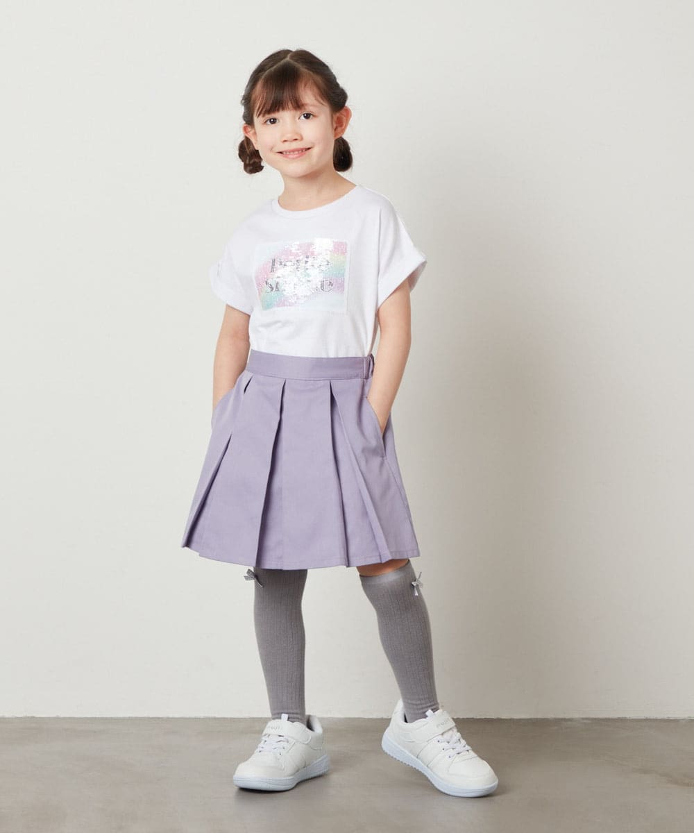 KJKGV40019 a.v.v KIDS(アー・ヴェ・ヴェ) [100-130]スパンコールTシャツ ホワイト