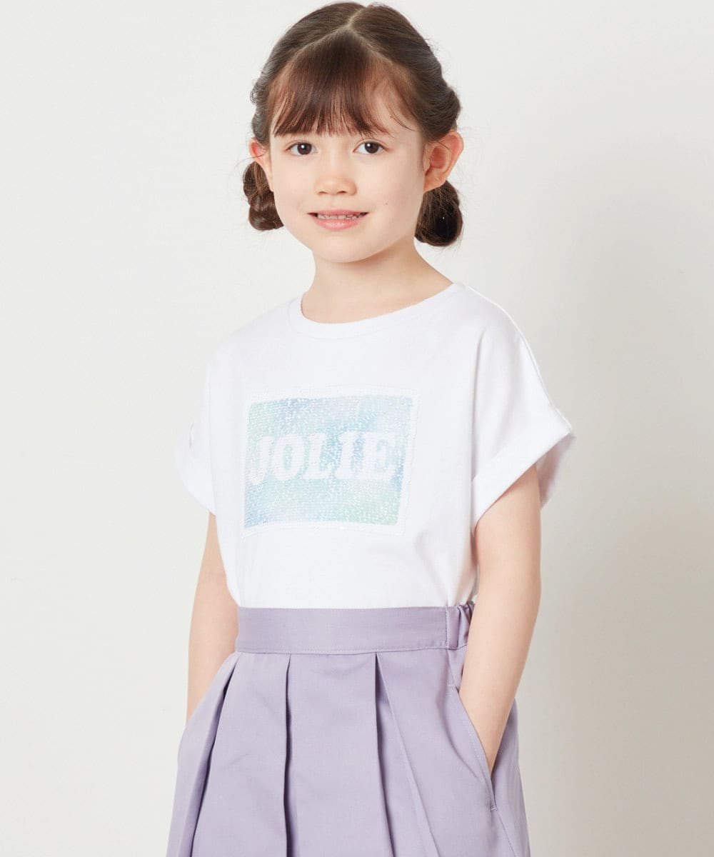 KJKGV40019 a.v.v KIDS(アー・ヴェ・ヴェ) [100-130]スパンコールTシャツ ホワイト