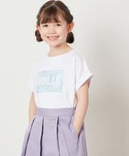 KJKGV40019 a.v.v KIDS(アー・ヴェ・ヴェ) [100-130]スパンコールTシャツ ホワイト