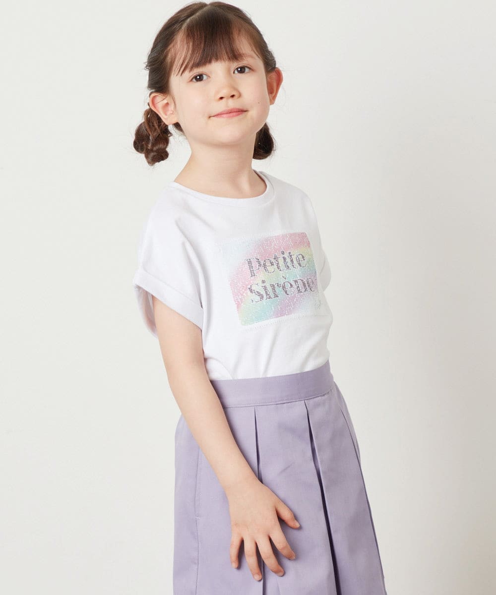 KJKGV40019 a.v.v KIDS(アー・ヴェ・ヴェ) [100-130]スパンコールTシャツ ホワイト