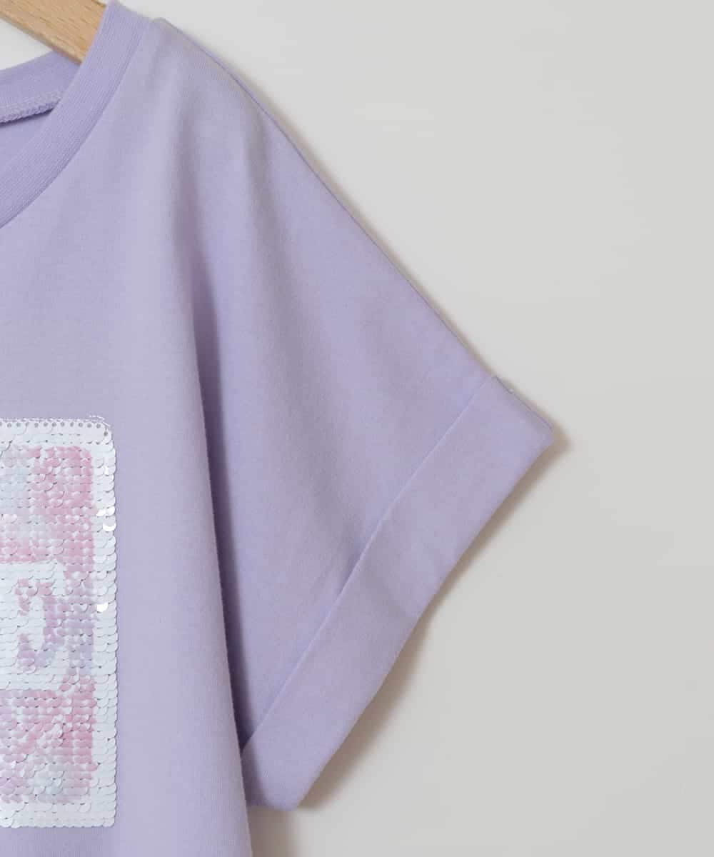 KJKGV40019 a.v.v KIDS(アー・ヴェ・ヴェ) [100-130]スパンコールTシャツ ラベンダー