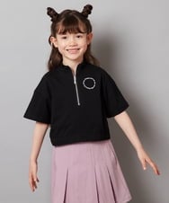 KJKGV43034 a.v.v KIDS(アー・ヴェ・ヴェ) [100-130]ハーフジッププルオーバーTシャツ ブラック
