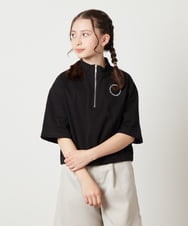 KJKGV43034 a.v.v KIDS(アー・ヴェ・ヴェ) [100-130]ハーフジッププルオーバーTシャツ ブラック