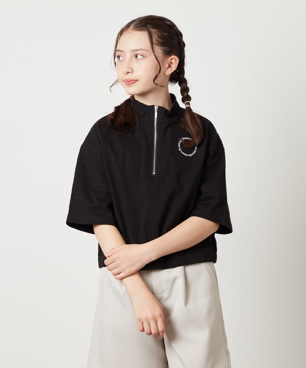 KJKGV43034 a.v.v KIDS(アー・ヴェ・ヴェ) [100-130]ハーフジッププルオーバーTシャツ ブラック