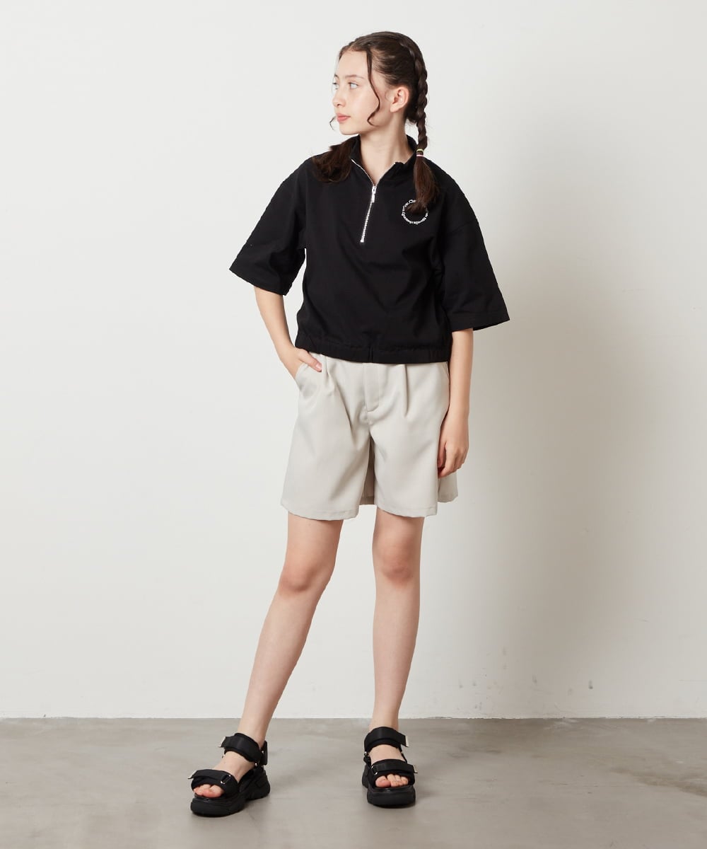 KJKGV43034 a.v.v KIDS(アー・ヴェ・ヴェ) [100-130]ハーフジッププルオーバーTシャツ ブラック