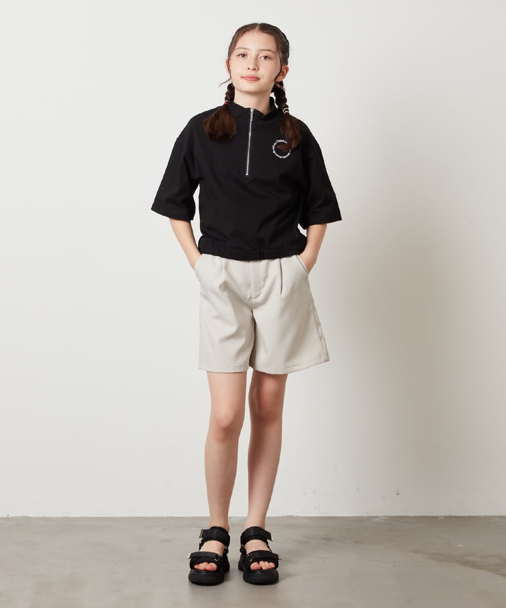 KJKGV43034 a.v.v KIDS(アー・ヴェ・ヴェ) [100-130]ハーフジッププルオーバーTシャツ ブラック