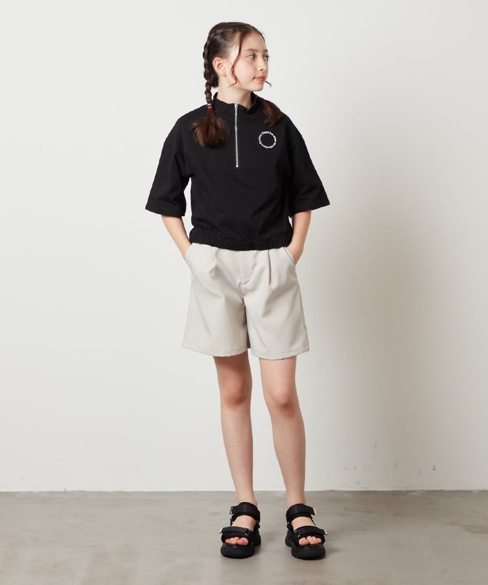 KJKGV43034 a.v.v KIDS(アー・ヴェ・ヴェ) [100-130]ハーフジッププルオーバーTシャツ ブラック