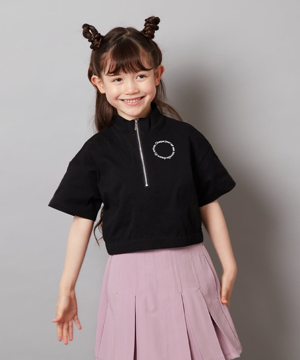 KJKGV43034 a.v.v KIDS(アー・ヴェ・ヴェ) [100-130]ハーフジッププルオーバーTシャツ ブラック