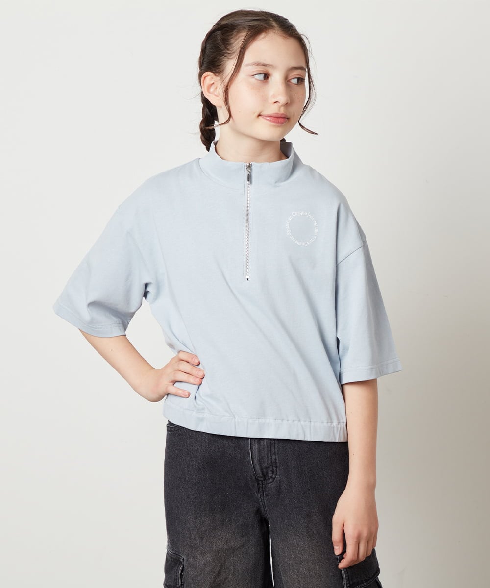 KJKGV43034 a.v.v KIDS(アー・ヴェ・ヴェ) [100-130]ハーフジッププルオーバーTシャツ ブラック