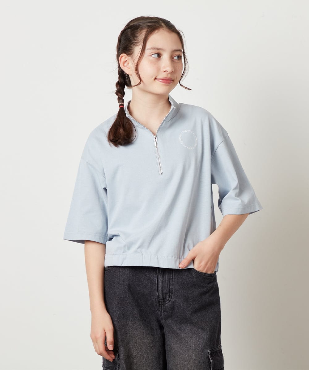 KJKGV43034 a.v.v KIDS(アー・ヴェ・ヴェ) [100-130]ハーフジッププルオーバーTシャツ ブラック