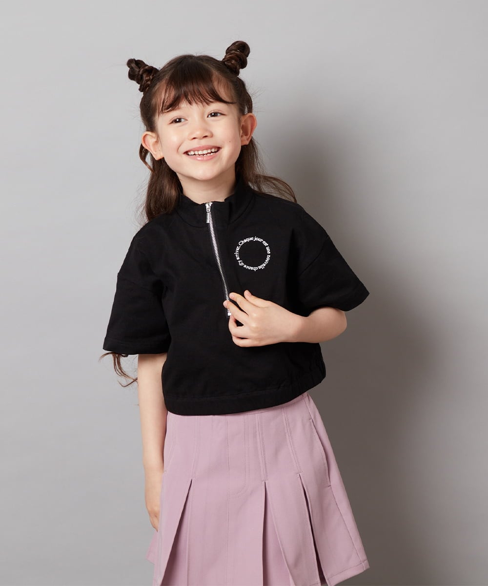 KJKGV43034 a.v.v KIDS(アー・ヴェ・ヴェ) [100-130]ハーフジッププルオーバーTシャツ ブラック