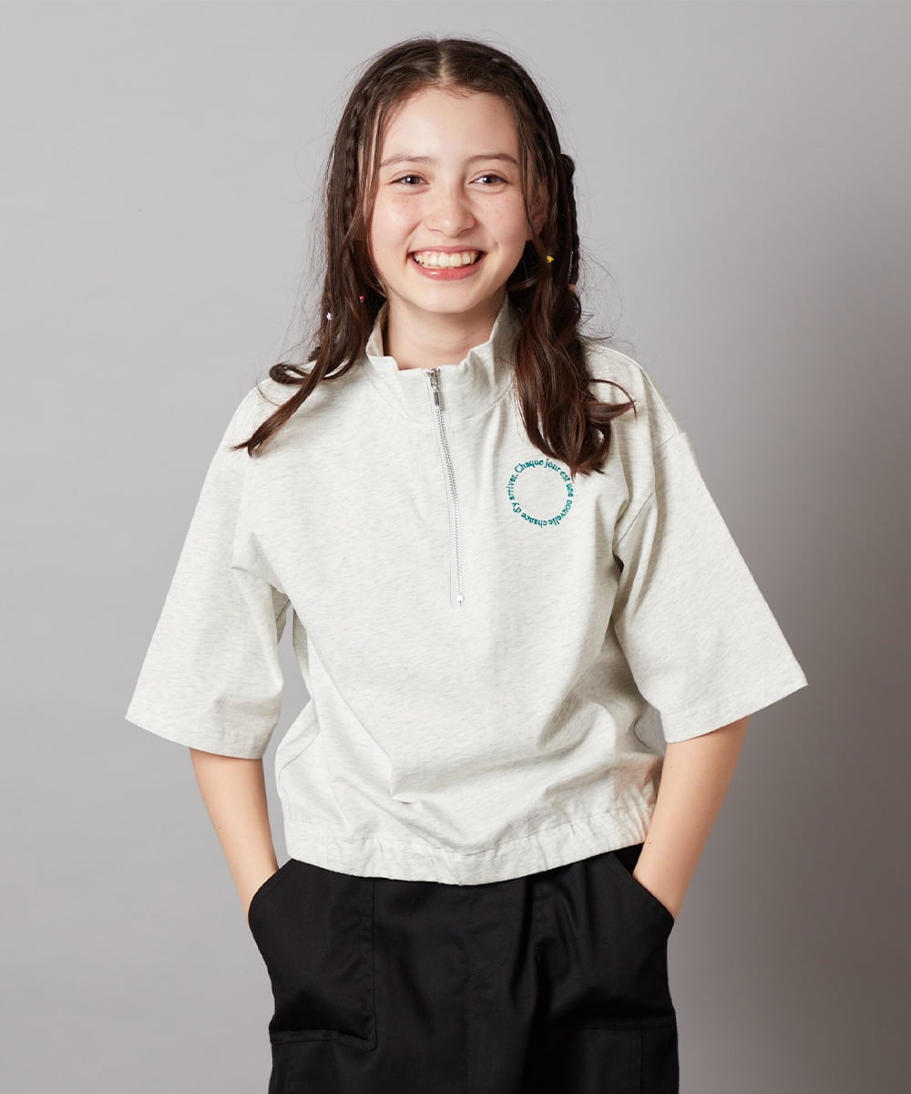 KJKGV43034 a.v.v KIDS(アー・ヴェ・ヴェ) [100-130]ハーフジッププルオーバーTシャツ ブラック