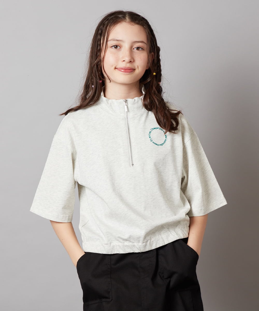 KJKGV43034 a.v.v KIDS(アー・ヴェ・ヴェ) [100-130]ハーフジッププルオーバーTシャツ ブラック