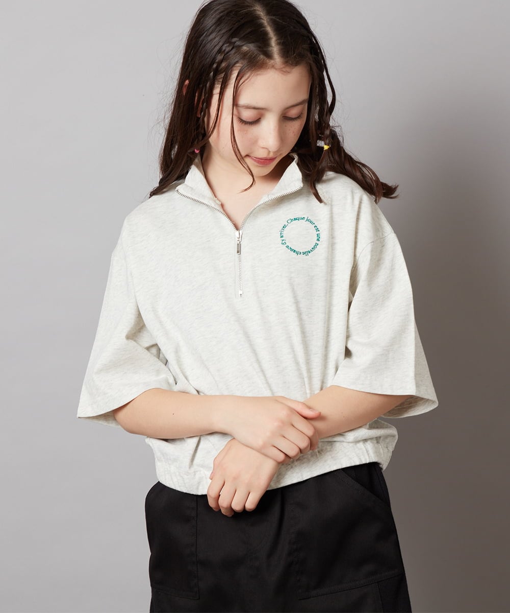 KJKGV43034 a.v.v KIDS(アー・ヴェ・ヴェ) [100-130]ハーフジッププルオーバーTシャツ ブラック