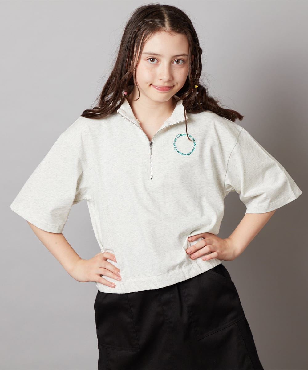 KJKGV43034 a.v.v KIDS(アー・ヴェ・ヴェ) [100-130]ハーフジッププルオーバーTシャツ ブラック