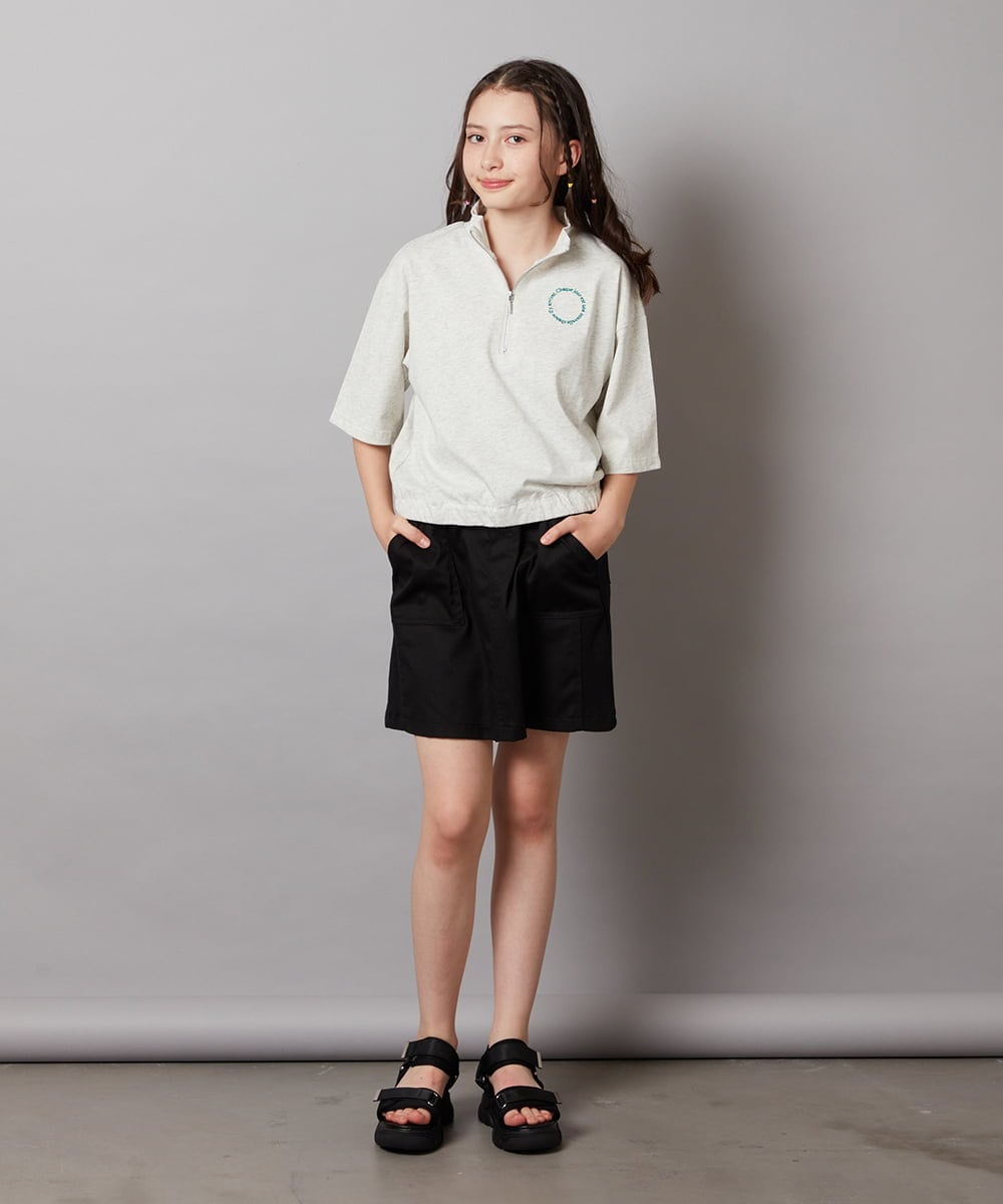 KJKGV43034 a.v.v KIDS(アー・ヴェ・ヴェ) [100-130]ハーフジッププルオーバーTシャツ ブラック