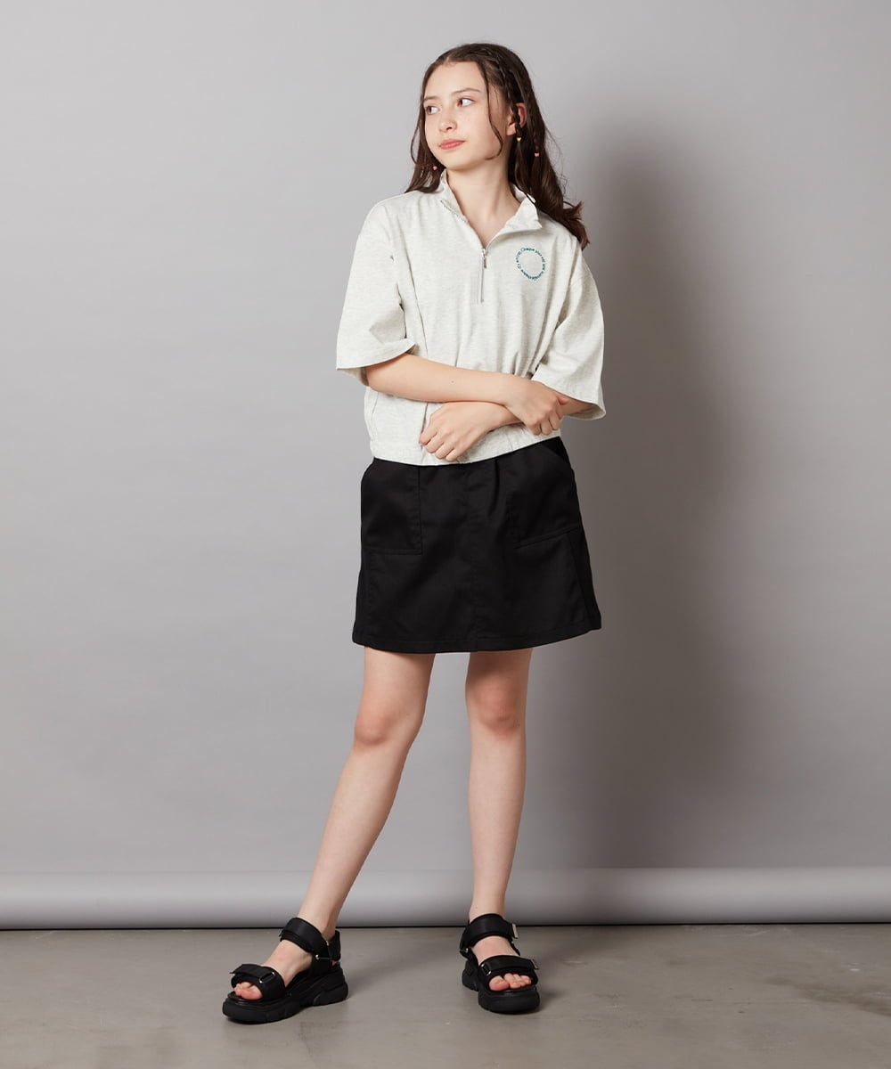 KJKGV43034 a.v.v KIDS(アー・ヴェ・ヴェ) [100-130]ハーフジッププルオーバーTシャツ ブラック