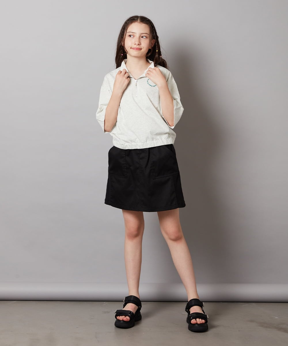 KJKGV43034 a.v.v KIDS(アー・ヴェ・ヴェ) [100-130]ハーフジッププルオーバーTシャツ ブラック