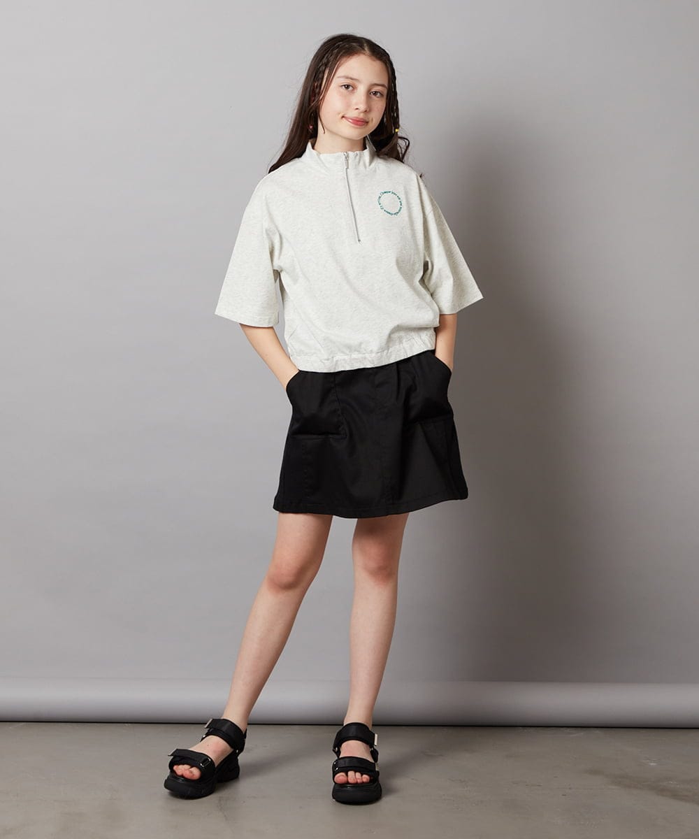 KJKGV43034 a.v.v KIDS(アー・ヴェ・ヴェ) [100-130]ハーフジッププルオーバーTシャツ ブラック