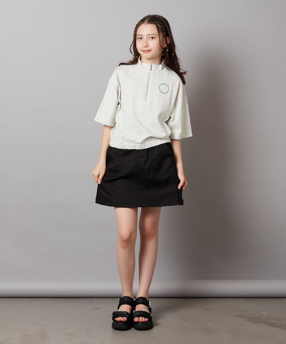 KJKGV43034 a.v.v KIDS(アー・ヴェ・ヴェ) [100-130]ハーフジッププルオーバーTシャツ ブラック