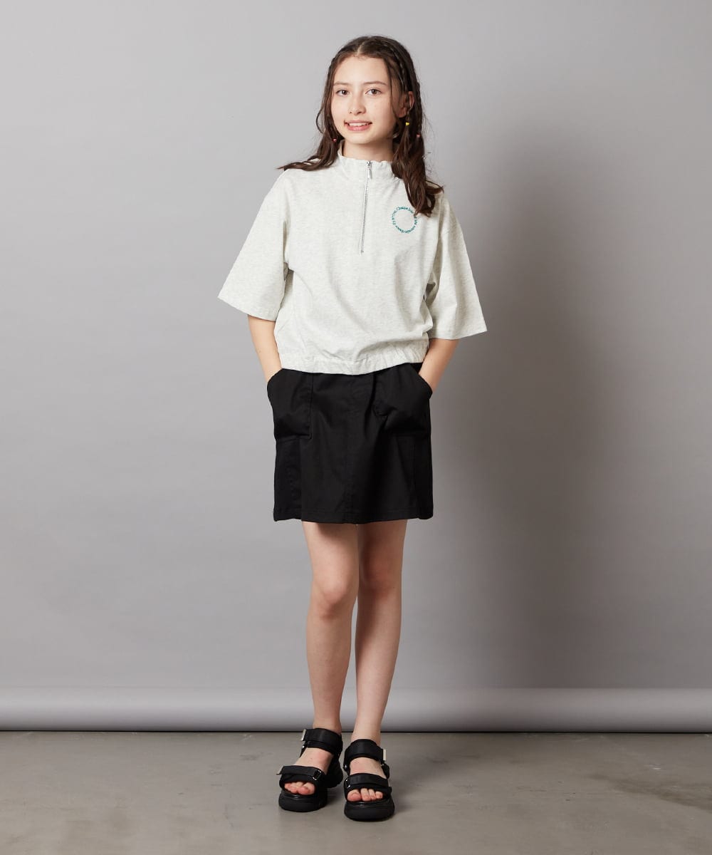 KJKGV43034 a.v.v KIDS(アー・ヴェ・ヴェ) [100-130]ハーフジッププルオーバーTシャツ ブラック