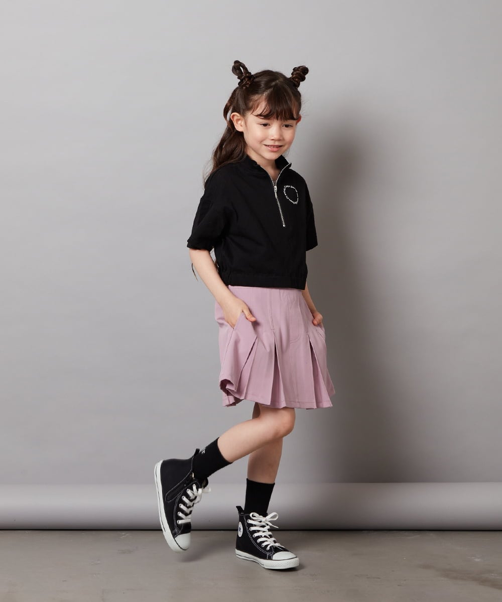KJKGV43034 a.v.v KIDS(アー・ヴェ・ヴェ) [100-130]ハーフジッププルオーバーTシャツ ブラック
