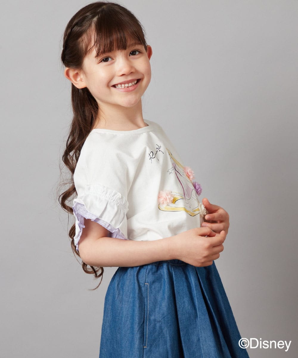 KJKGV80029 a.v.v KIDS(アー・ヴェ・ヴェ) [100-140]袖フリルTシャツ ライトブルー