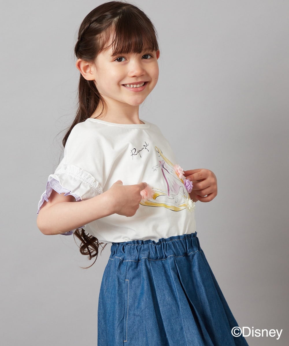 KJKGV80029 a.v.v KIDS(アー・ヴェ・ヴェ) [100-140]袖フリルTシャツ ライトブルー