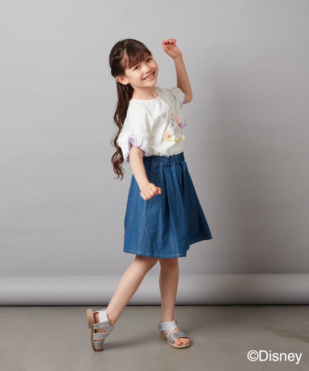 KJKGV80029 a.v.v KIDS(アー・ヴェ・ヴェ) [100-140]袖フリルTシャツ ライトブルー