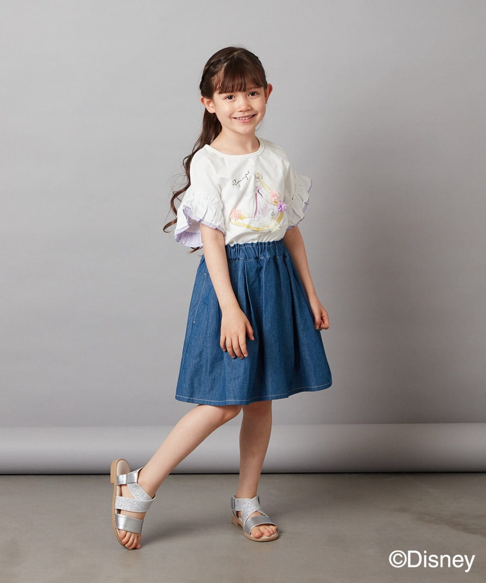 KJKGV80029 a.v.v KIDS(アー・ヴェ・ヴェ) [100-140]袖フリルTシャツ ライトブルー