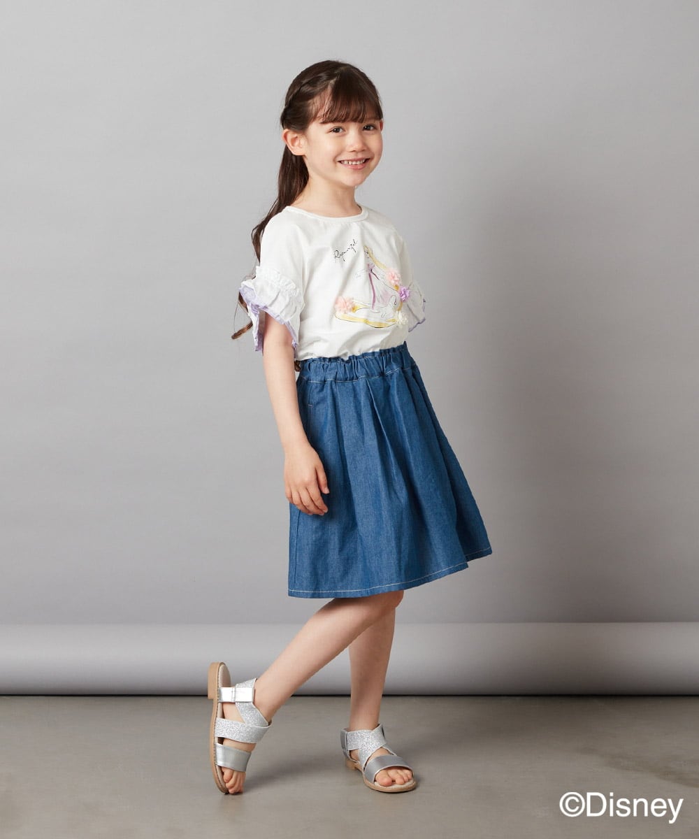 KJKGV80029 a.v.v KIDS(アー・ヴェ・ヴェ) [100-140]袖フリルTシャツ ライトブルー